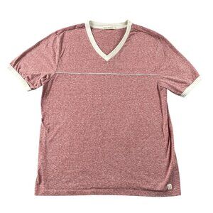 Marine Layer Varsity VNeck Tee Mens Large Coral Re-Spun